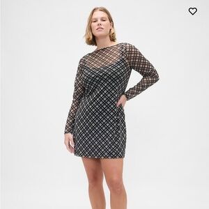 GAP Black and White Geometric Long Sleeve Dress